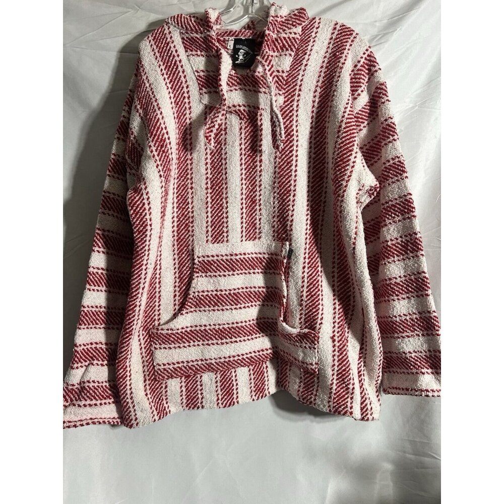 Baja Billy's Red Stripe Hoodie Pancho Surfer Skater Pullover Unisex XL
